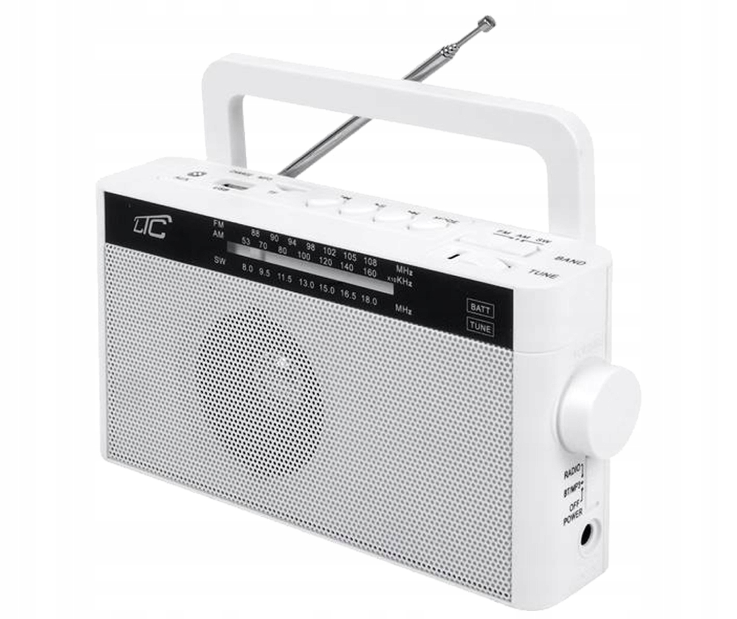 MAŁE PRZENOŚNE RADIO AKUMULATOR BLUETOOTH USB SD Kolor biały