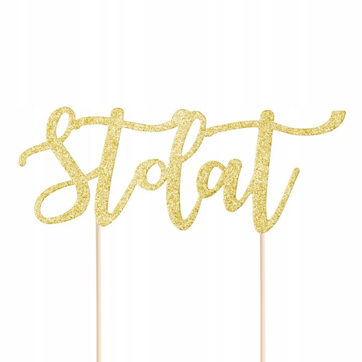 Dekoracja na tort sto lat URODZINY topper ZŁOTY