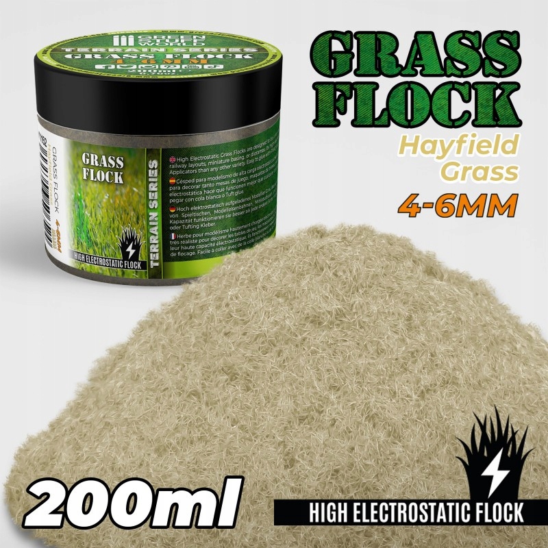Static Grass Flock 4-6mm Hayfield Grasss 200 ml