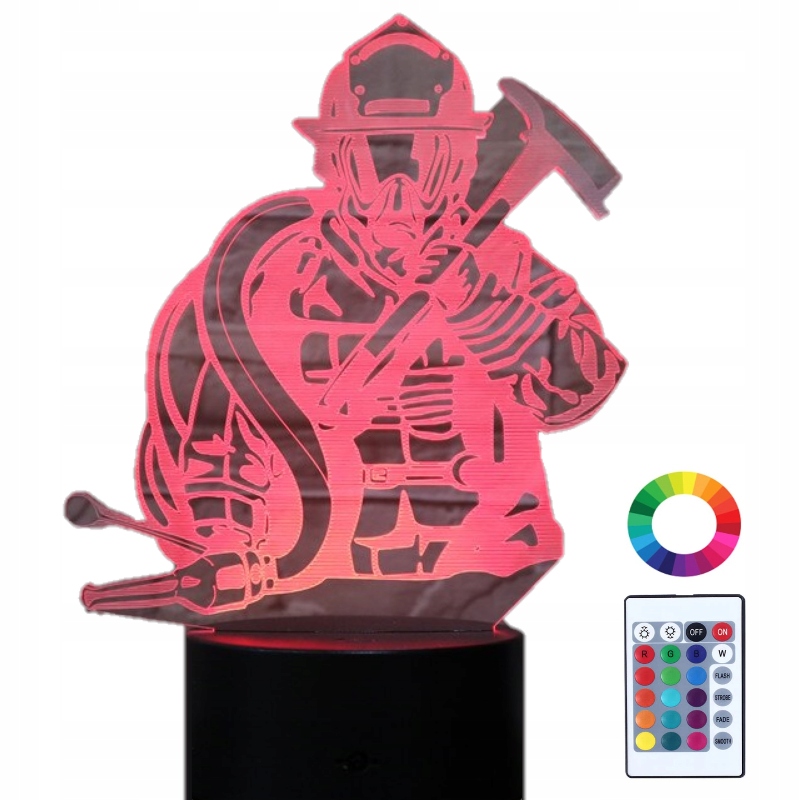 

Lampka Nocna 3D Led Ratownik Strażak Grawer Imię
