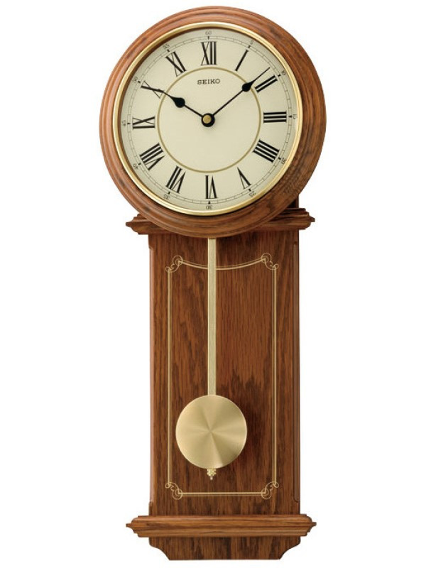 Drewniany Zegar ścienny z wahadłem Seiko QXC213B 21,5x52,5 cm