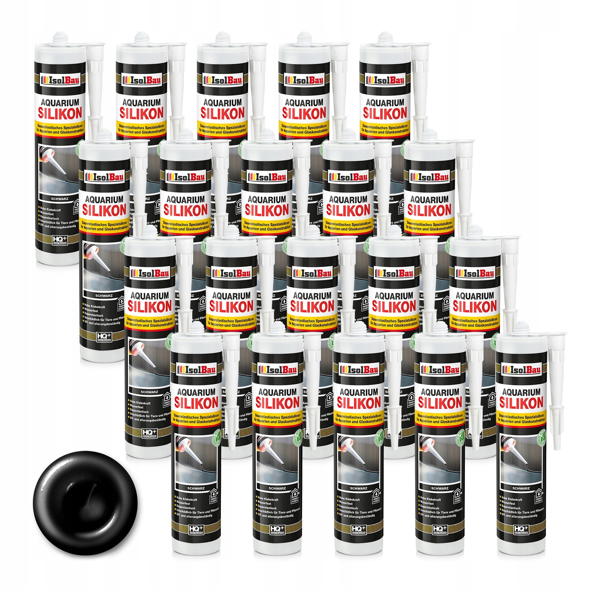 Akvaristický silikon 20 x 300 ml Černý IsolBau pro terarijní akvária a vitríny
