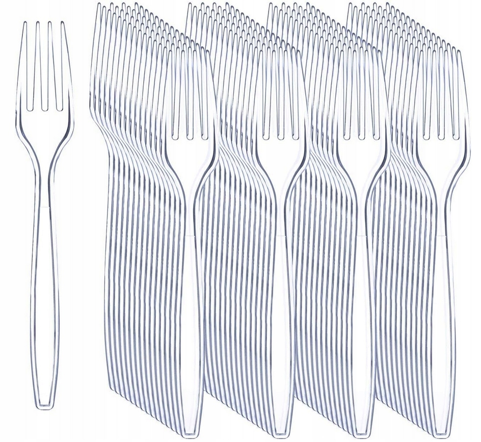 Widelce plastikowe sztućce grube 50 szt mocne wielorazowe