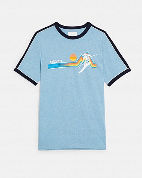 Tričko s potiskem retro modré Coach S