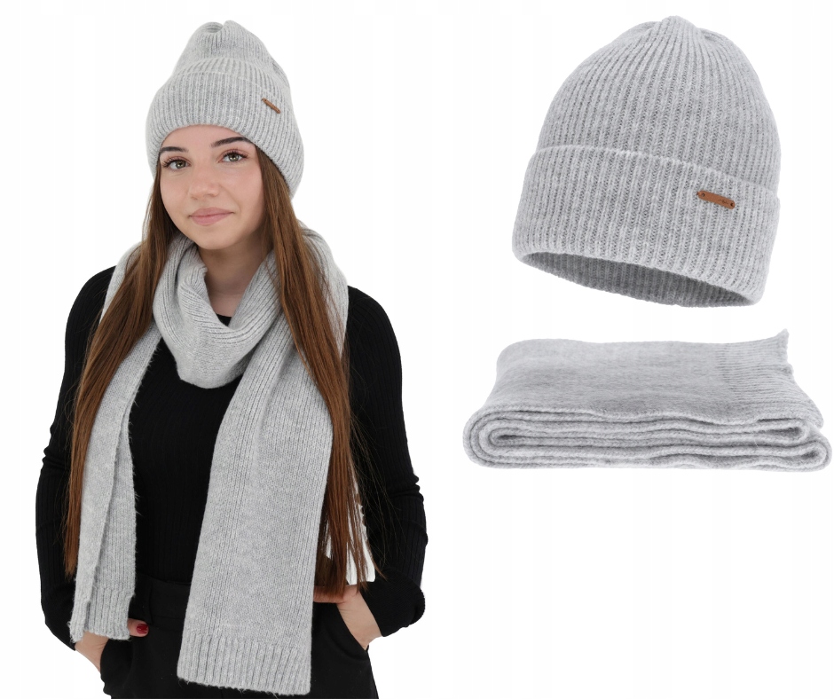 Dámský komplet čepice a zimní šála s vlnou Merino