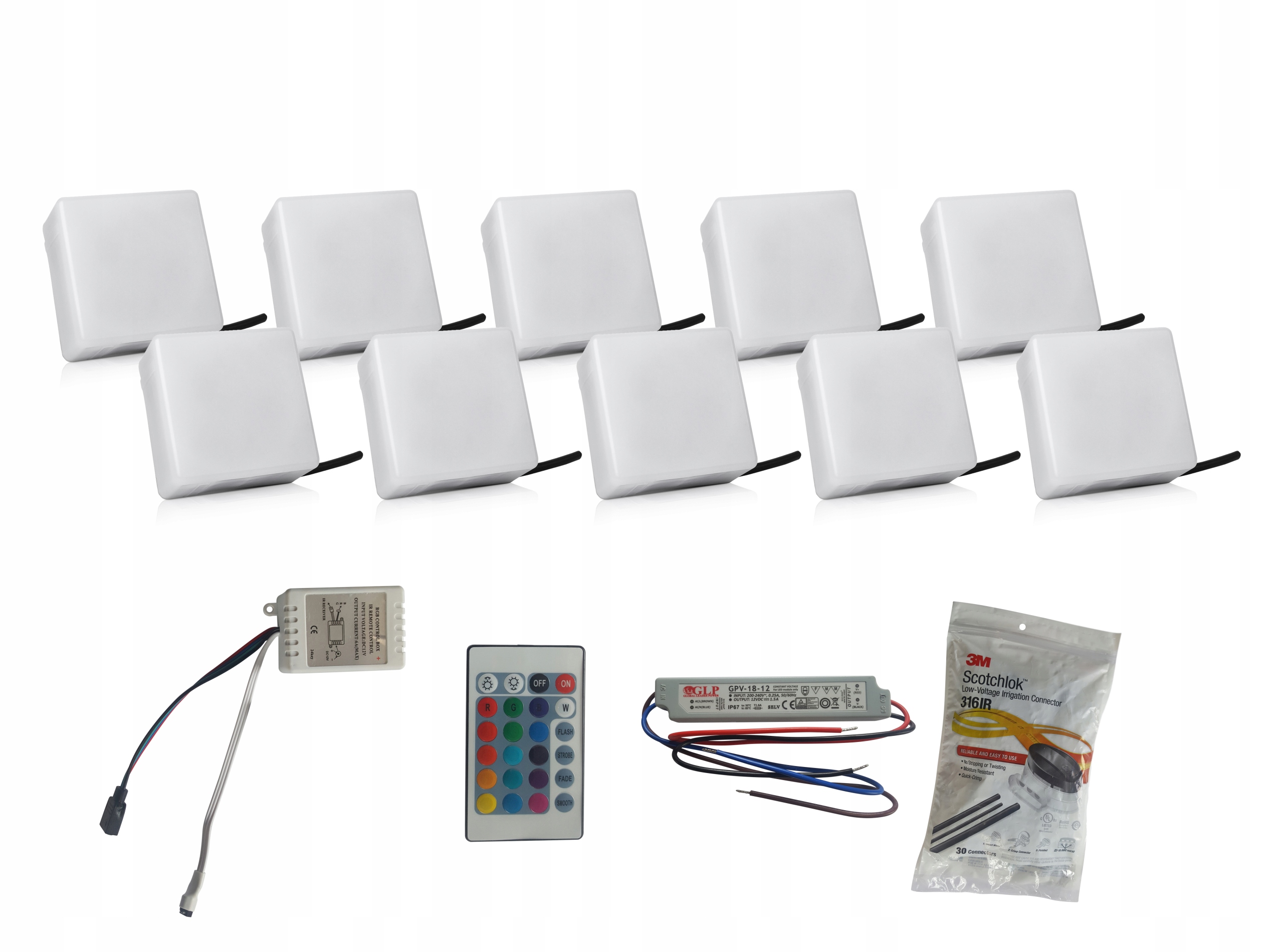 10 x Svietiaca Led dlažobná kocka 12X12 Rgb