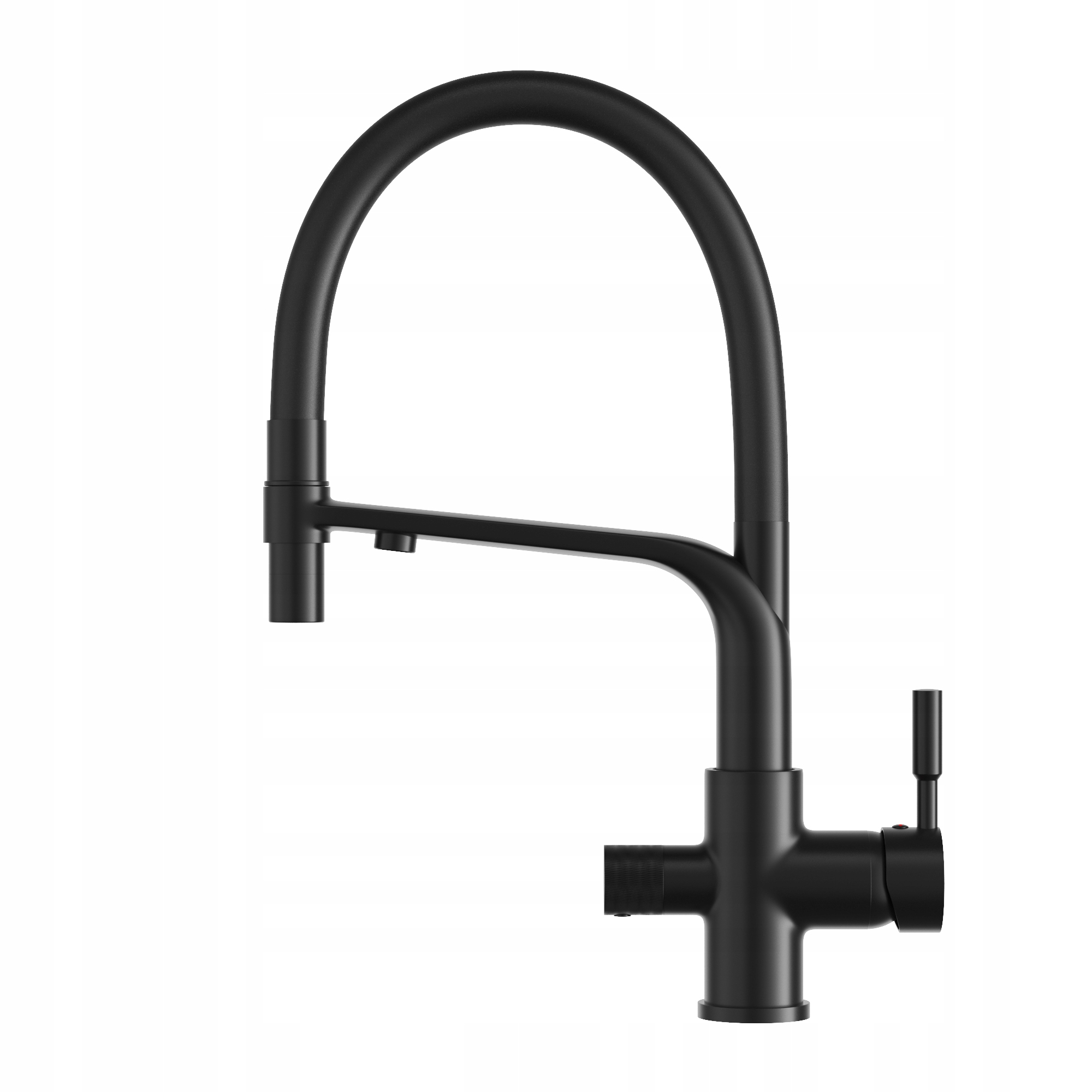 Kuchynská trojcestná batéria pre vodný filter Malta, čierna, výtokový filter