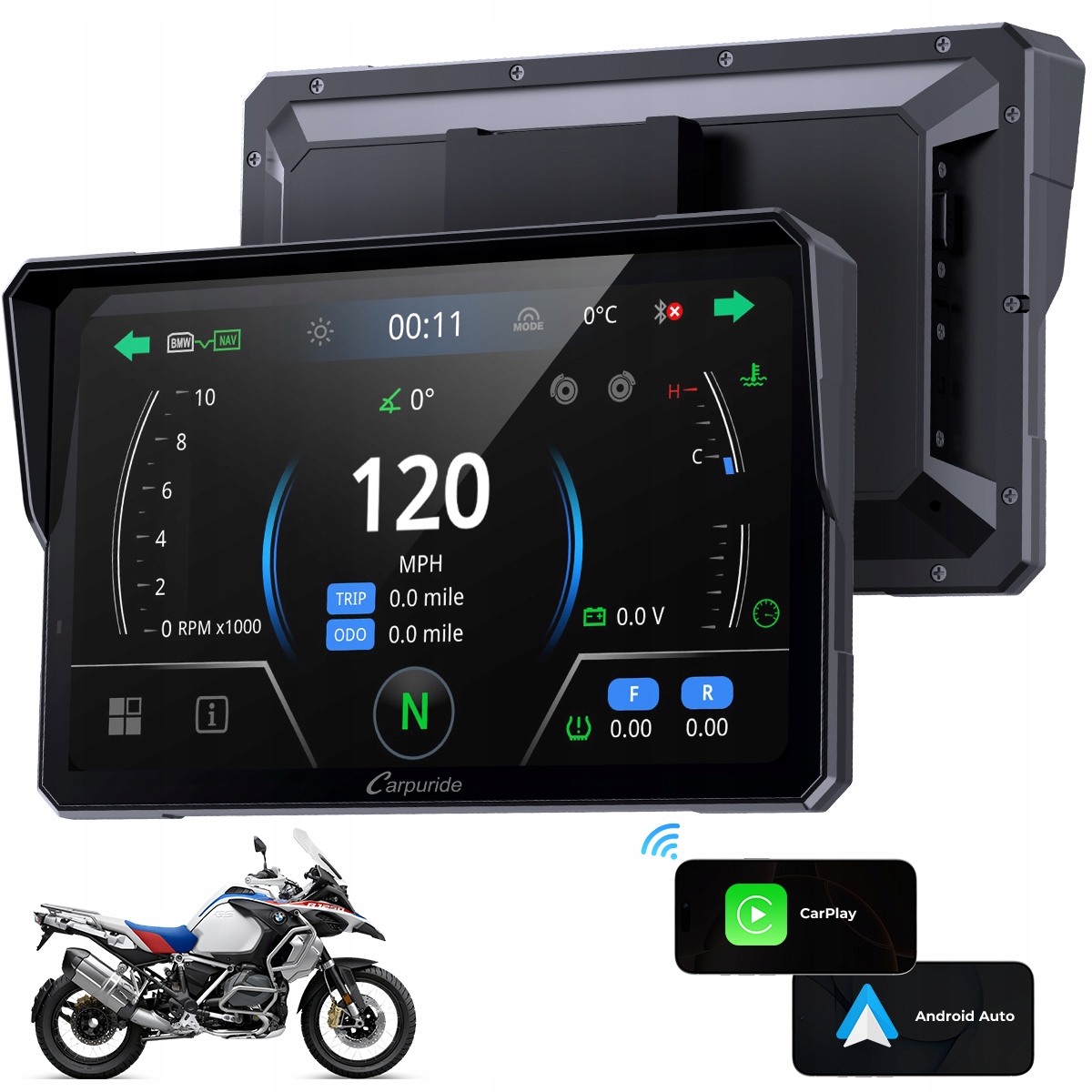 Carpuride W702BS Pro Obrazovka pre motocykle s Apple CarPlay, natívne ovládanie Wonder Wheel