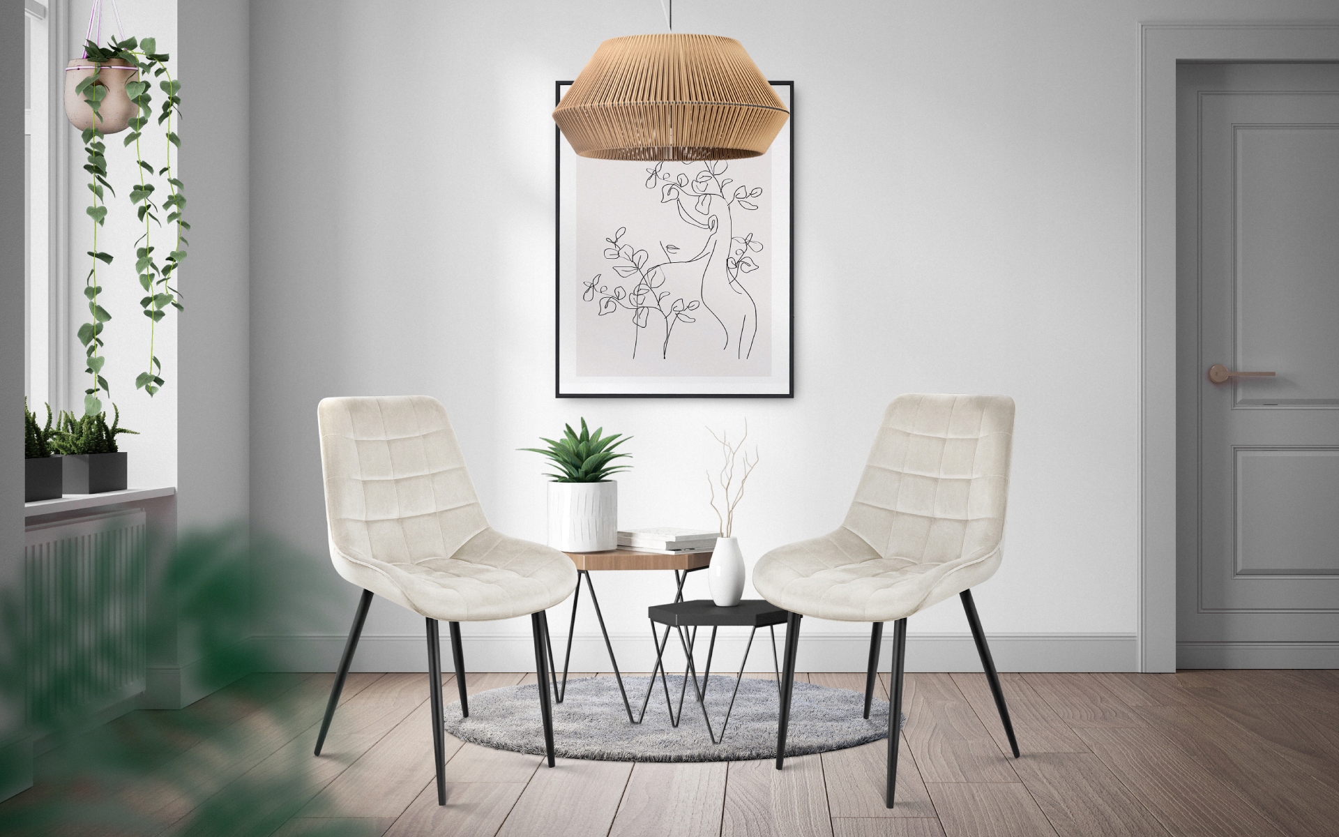 KRZESŁO WELUROWE DO JADALNI SALONU ELEGANCKIE Mark Adler Prince 3.0 Beige Głębokość siedziska 42 cm