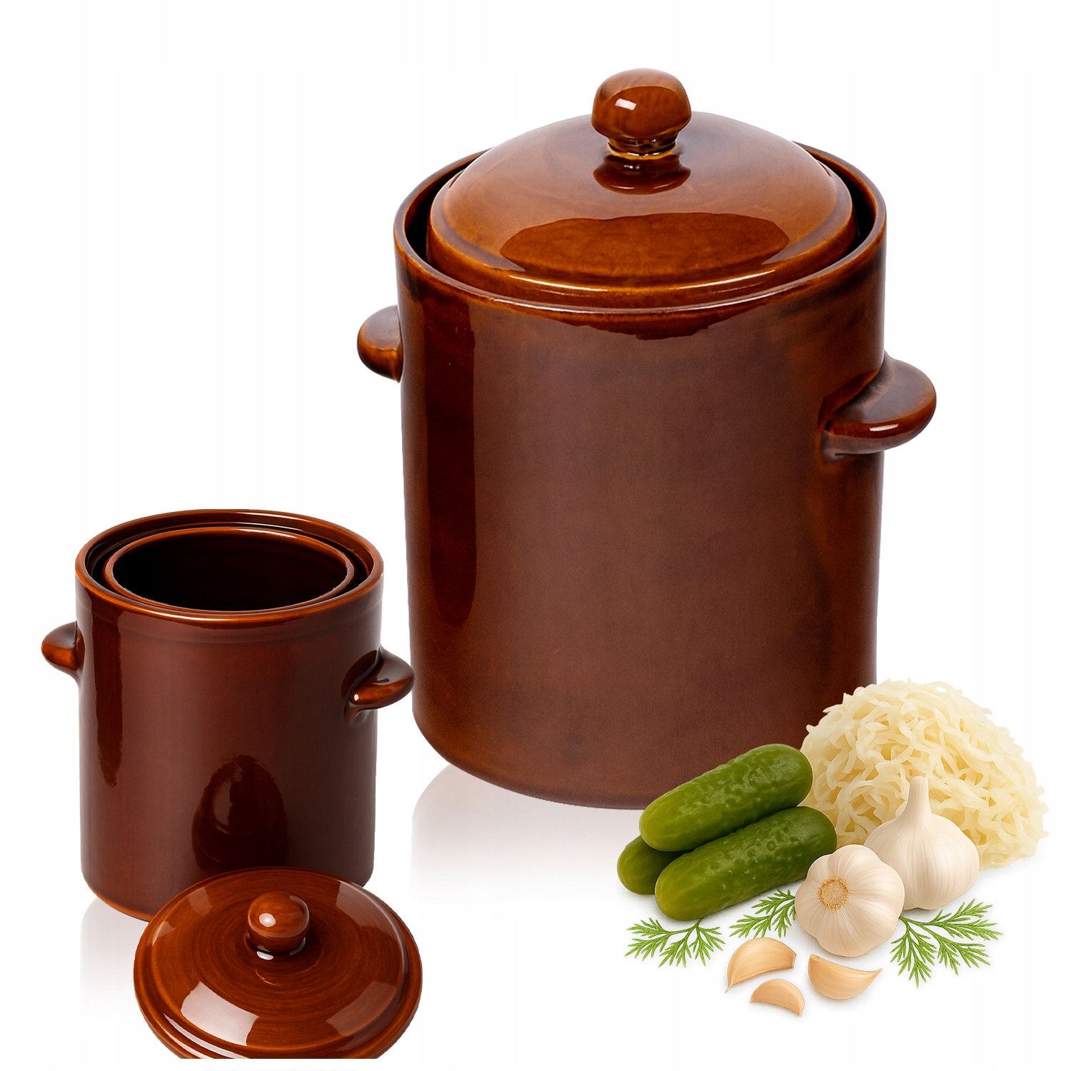 Kamenina Na Okurky Silážní Sádlo 2,5 L Hrnec Sud K Nakládání Víko