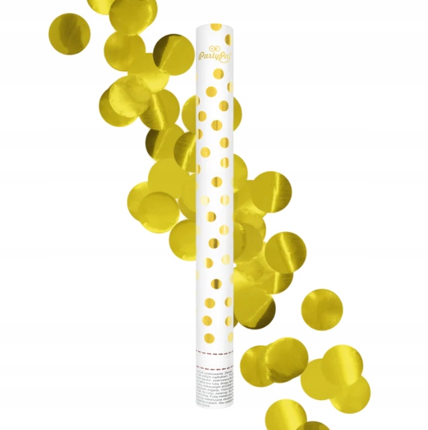 Tuba Konfetti strzelające ZŁOTE kółeczka 40 cm