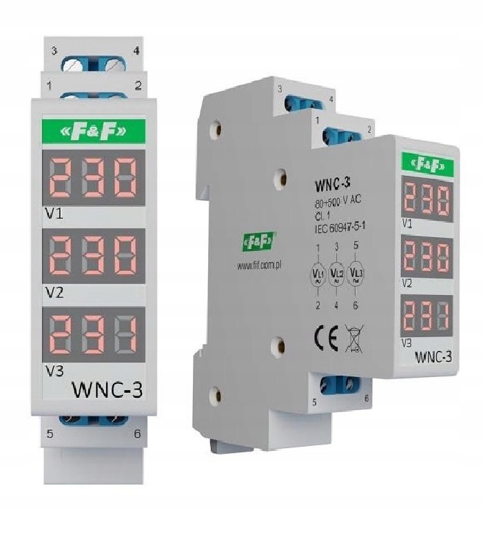 

F&f Wskaźnik Napięcia 3-FAZOWY LCD WNC-3