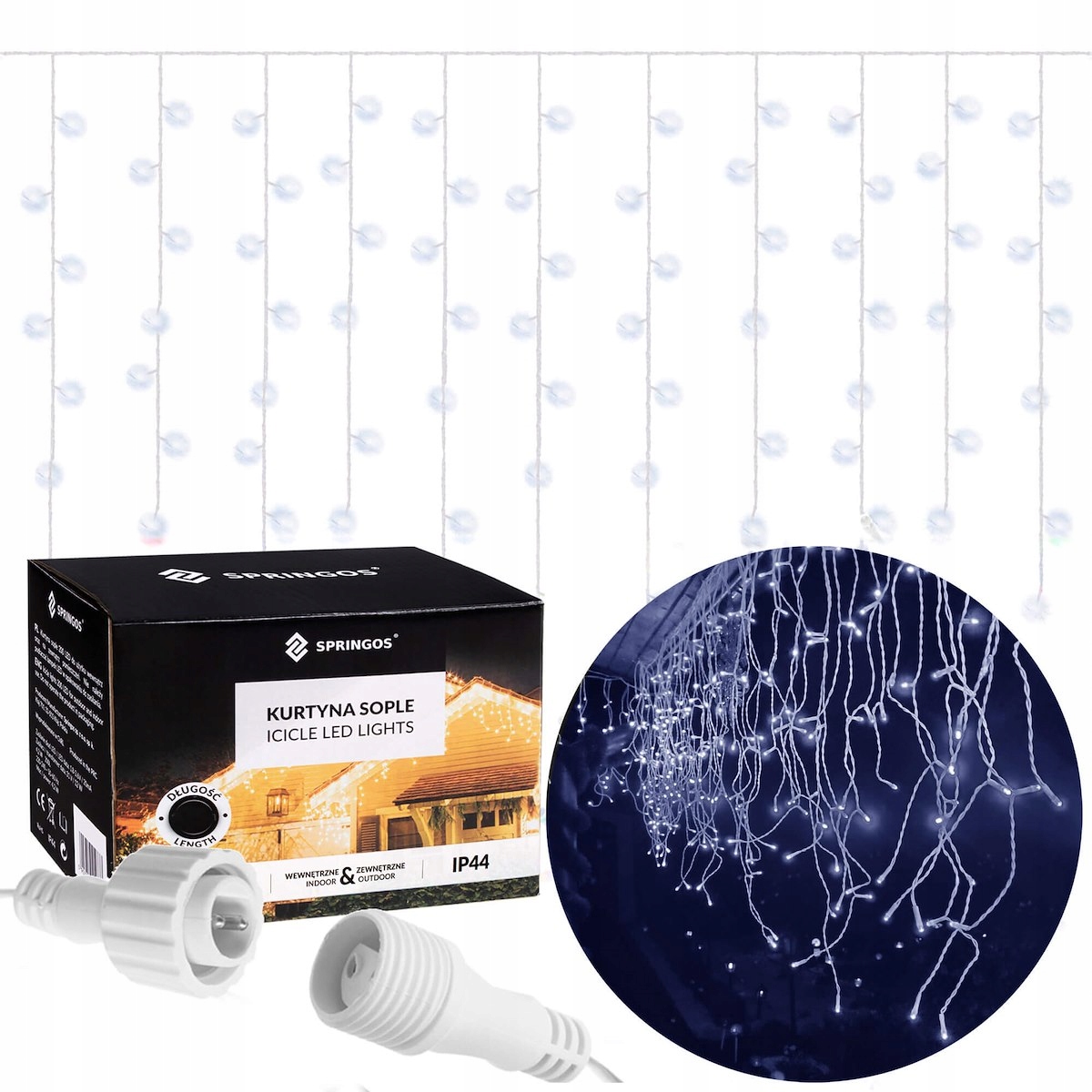

Lampki Choinkowe 300 Led Zewnętrzne Sople Kurtyna