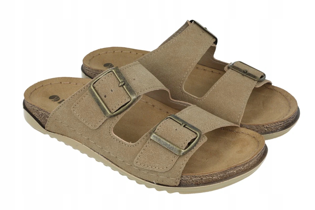 Klapki damskie Inblu AA-68 piaskowe skórzana wkładka lekkie letnie R40