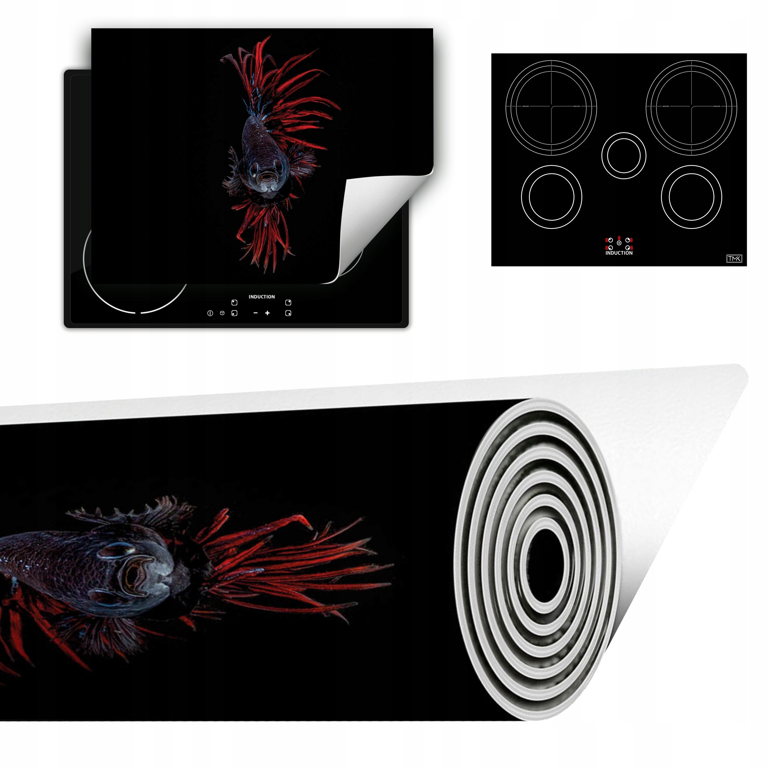 Vinylová Podložka Do Kuchyně Více Místa 70x52 černá ryba