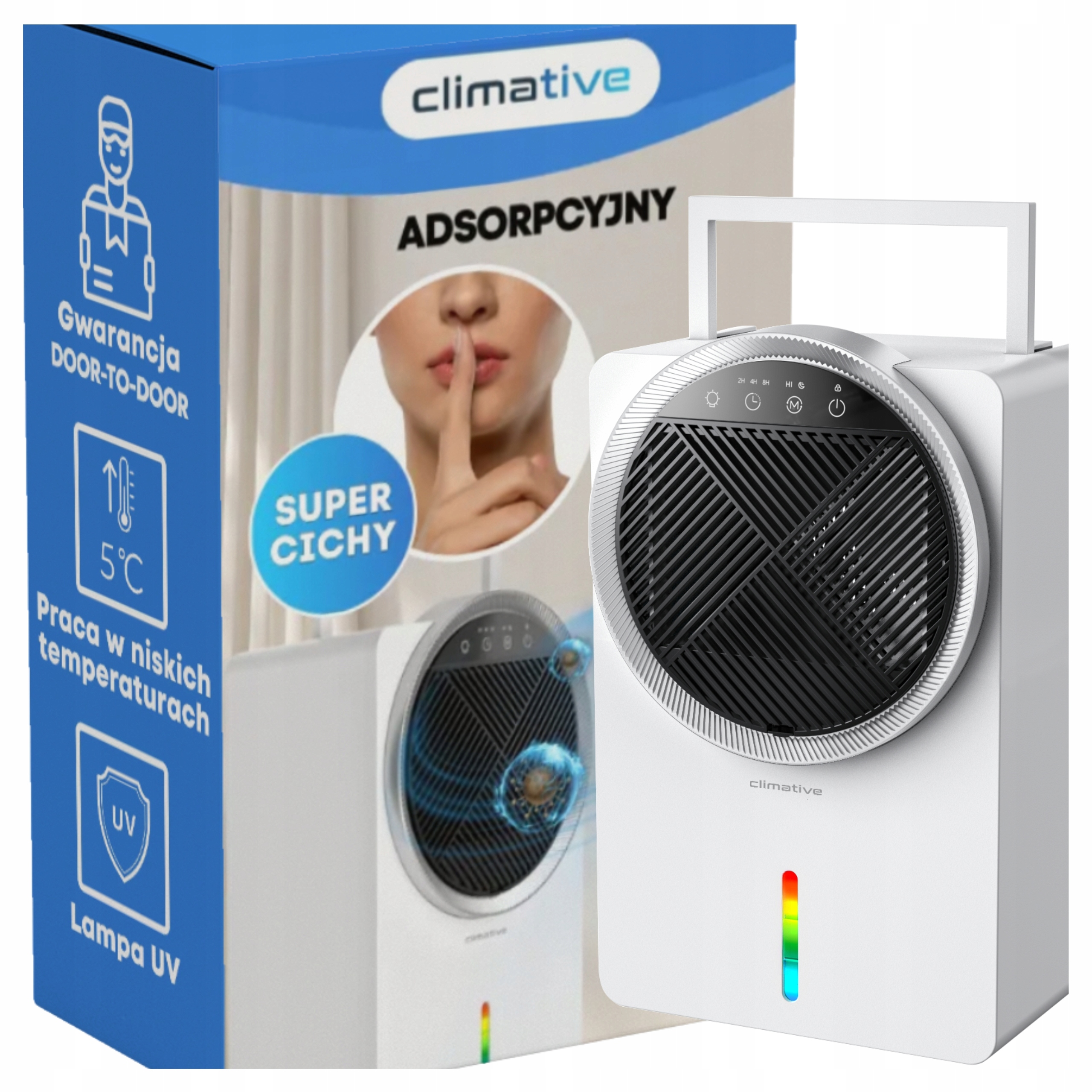 Osuszacz powietrza do piwnicy Uv 2,5l adsorpcyjny bez sprężarki cichy