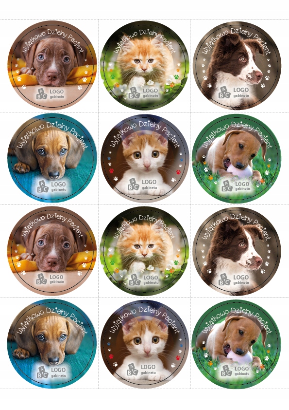 

Naklejki Dzielny Pacjent z logo psiaki 192 szt.