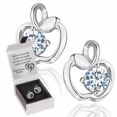 SREBRNE KOLCZYKI DLA DZIEWCZYNKI JABŁUSZKA GRAWER