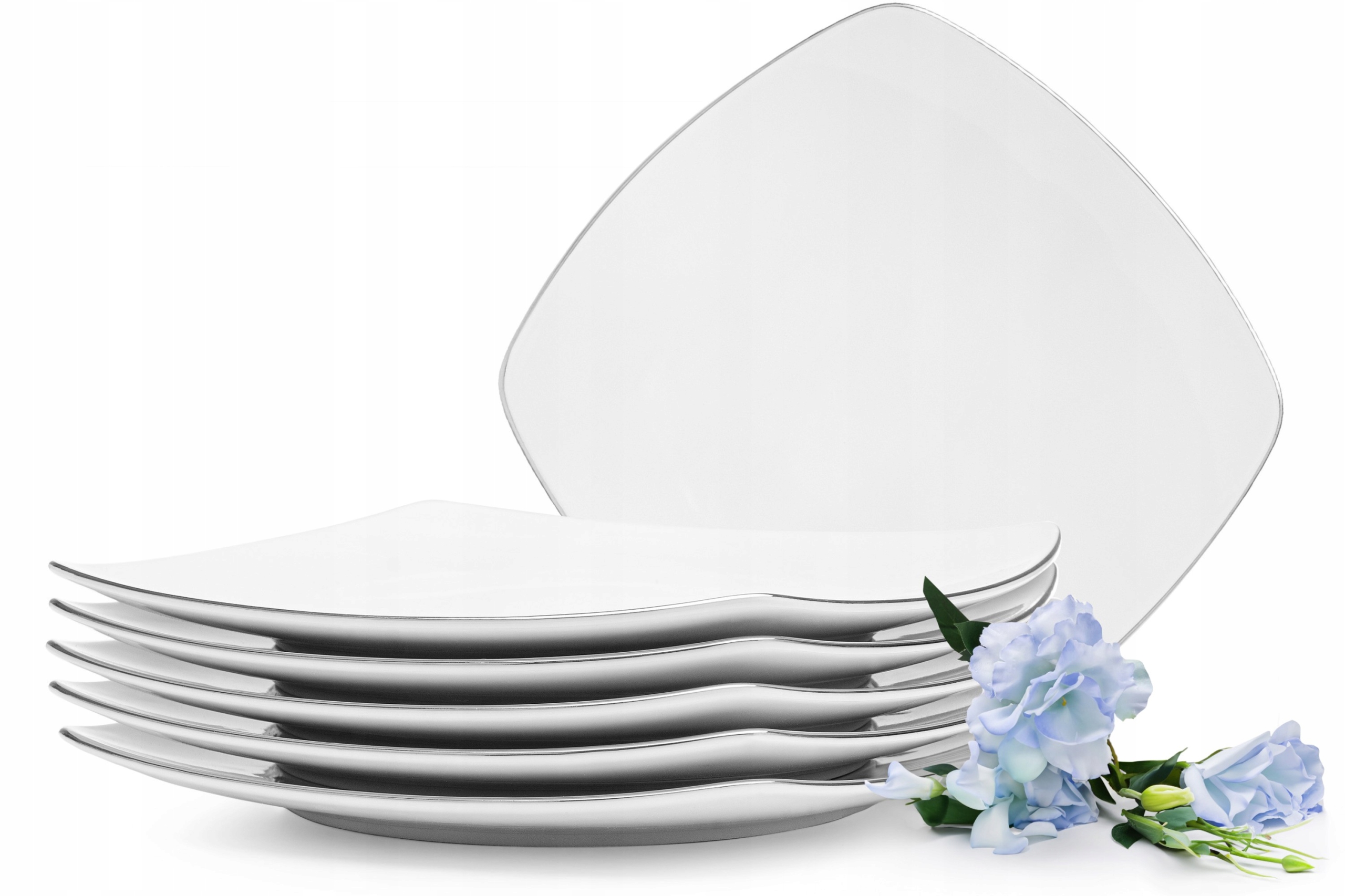 Jídelní talíře Čtverec 6 kusů Elegantní Konsimo Carlina Platinový forma