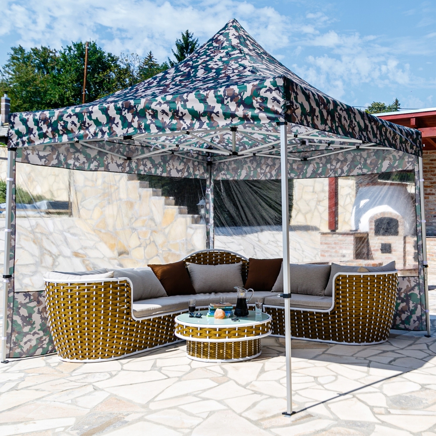 PAWILON NOŻYCOWY NAMIOT OGRODOWY 3x3m + 2 ŚCIANKI Liczba okien 2