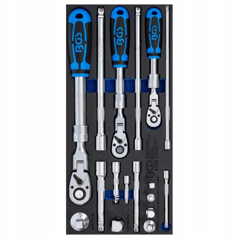 Sada odlamovacích teleskopických ráčen 1/4", 3/8", 1/2" v vložce 17 ks