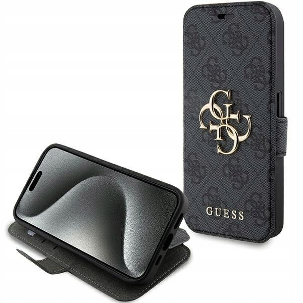 Guess GUBKP15L4GMGGR iPhone 15 Pro 6.1"szary/grey book 4G Metal Logo