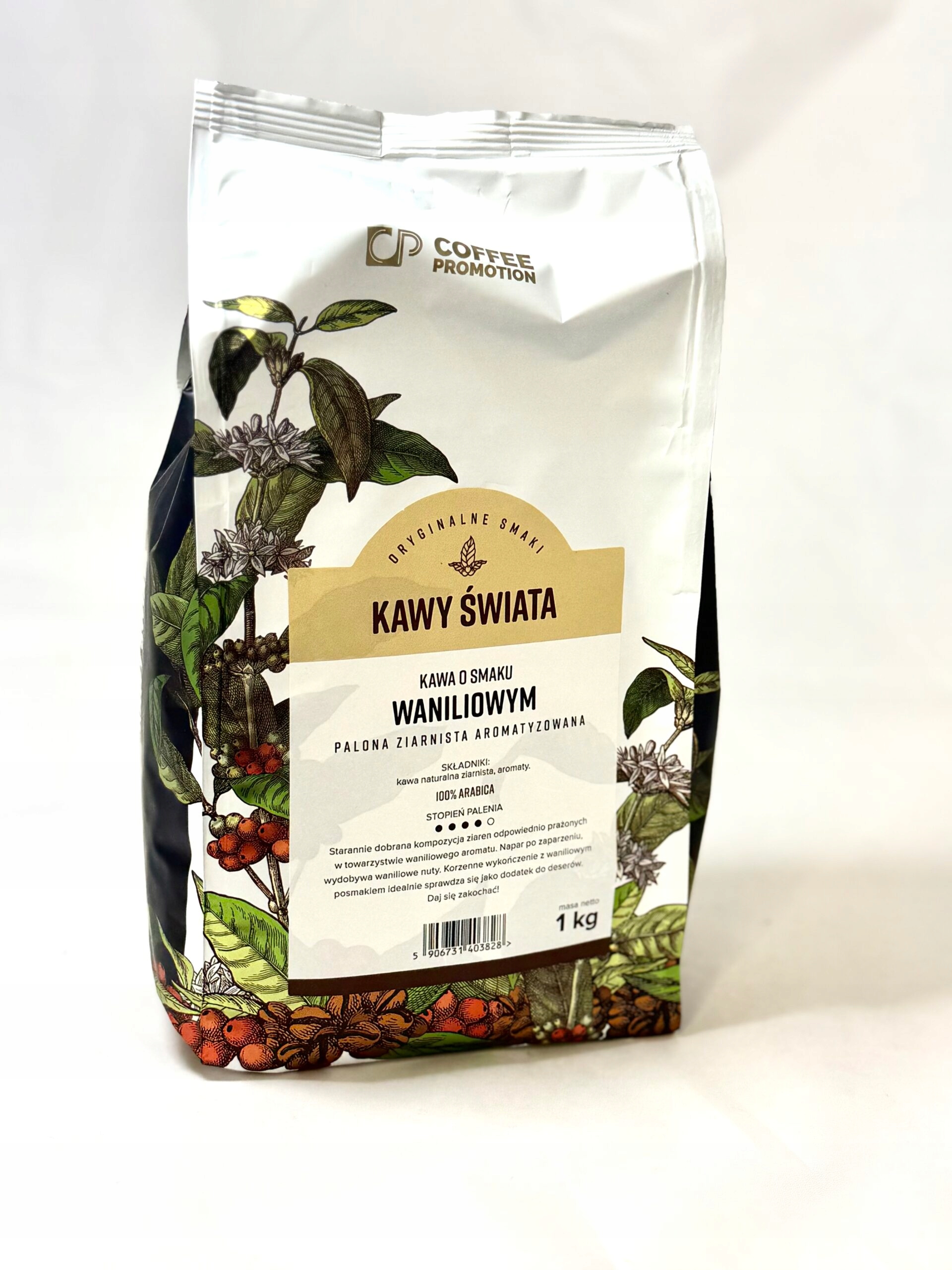 Káva s vanilkovou příchutí, aroma. Arabica, zrno 1 kg