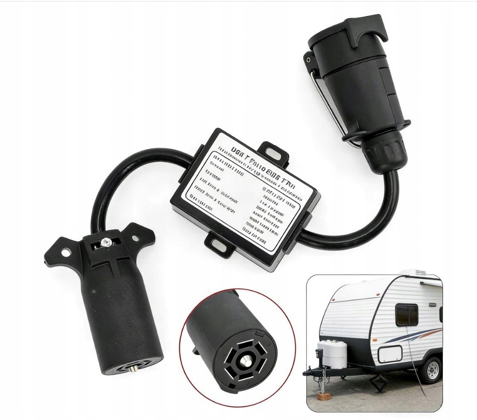 Adapter Przejściówka Usa 7-PIN Na Eu 7-PIN Do Haka Przyczepy Gniazdo