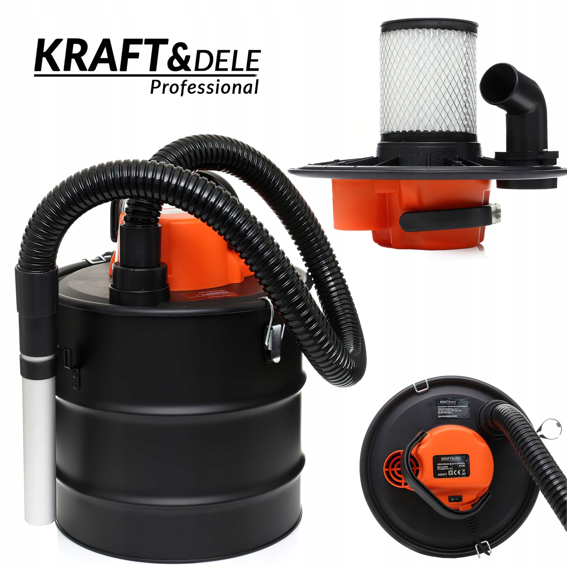 Vysavač na popel 230 V 2000 W 20 L Kraft&Dele