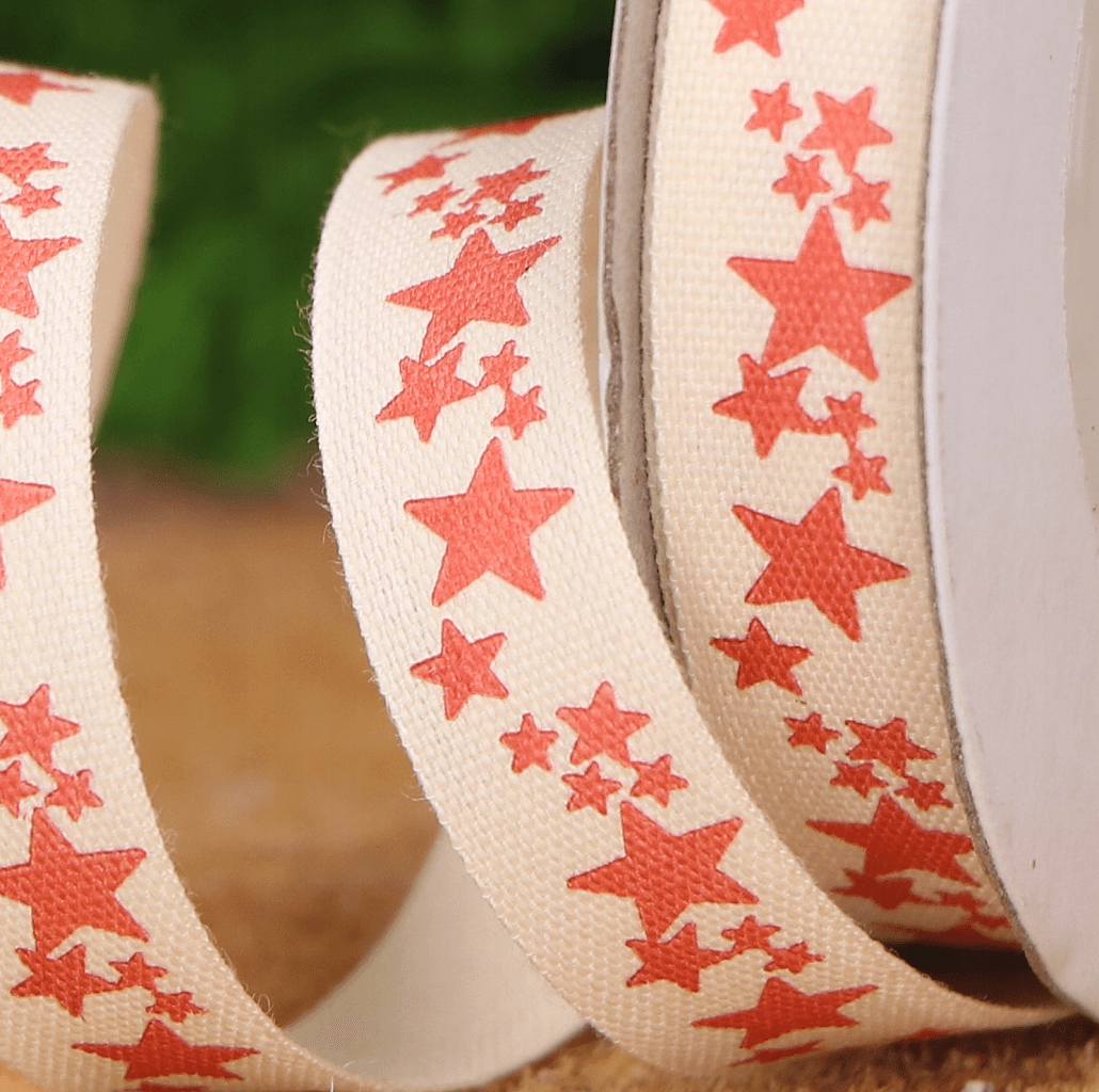 Tasiemka wstążka świąteczna czerwone gwiazdki 1cm Kod producenta MYH194535