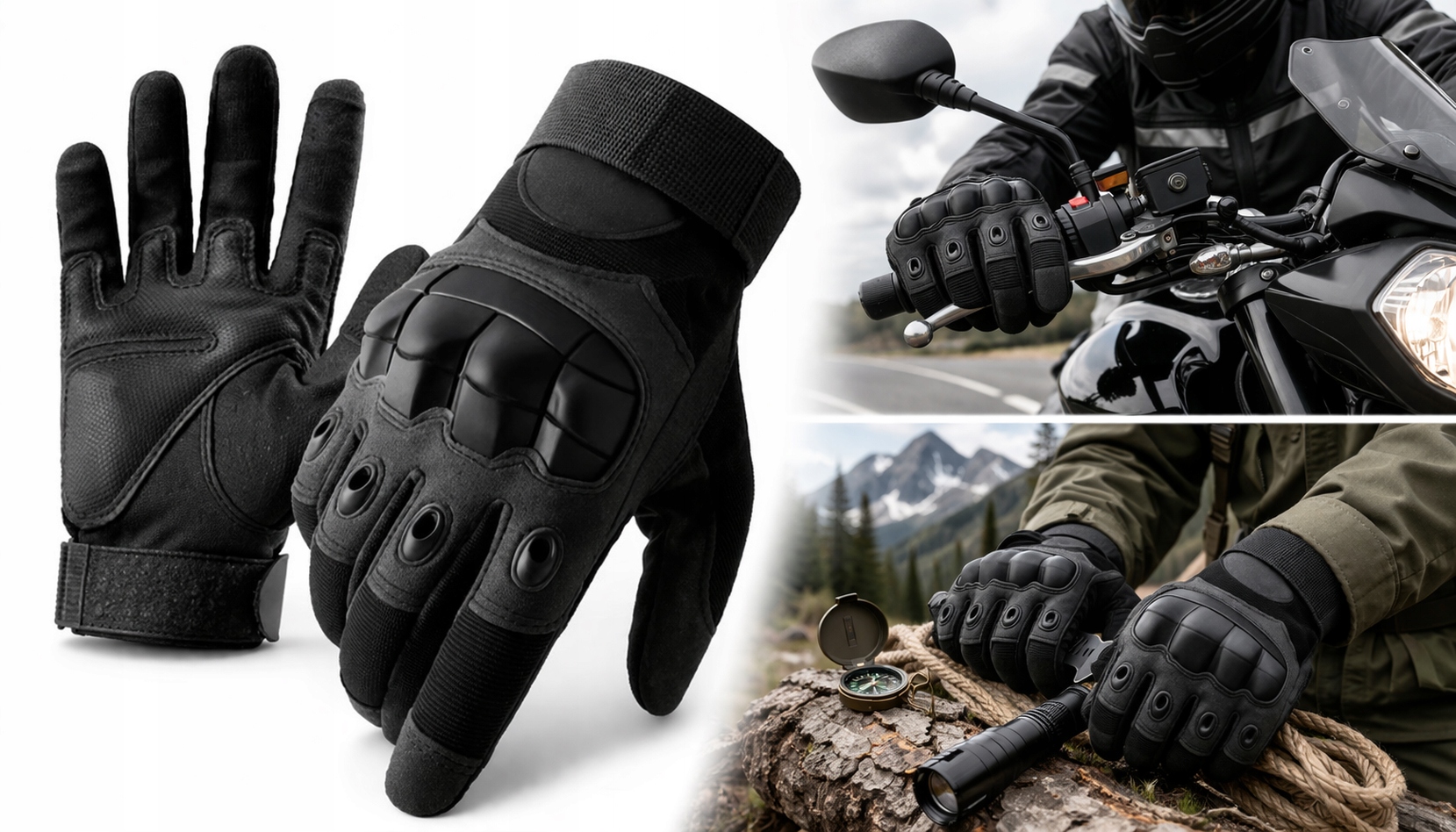 Rękawice Motocyklowe Taktyczne Survival Ochronne Twarda Ochrona Kostek