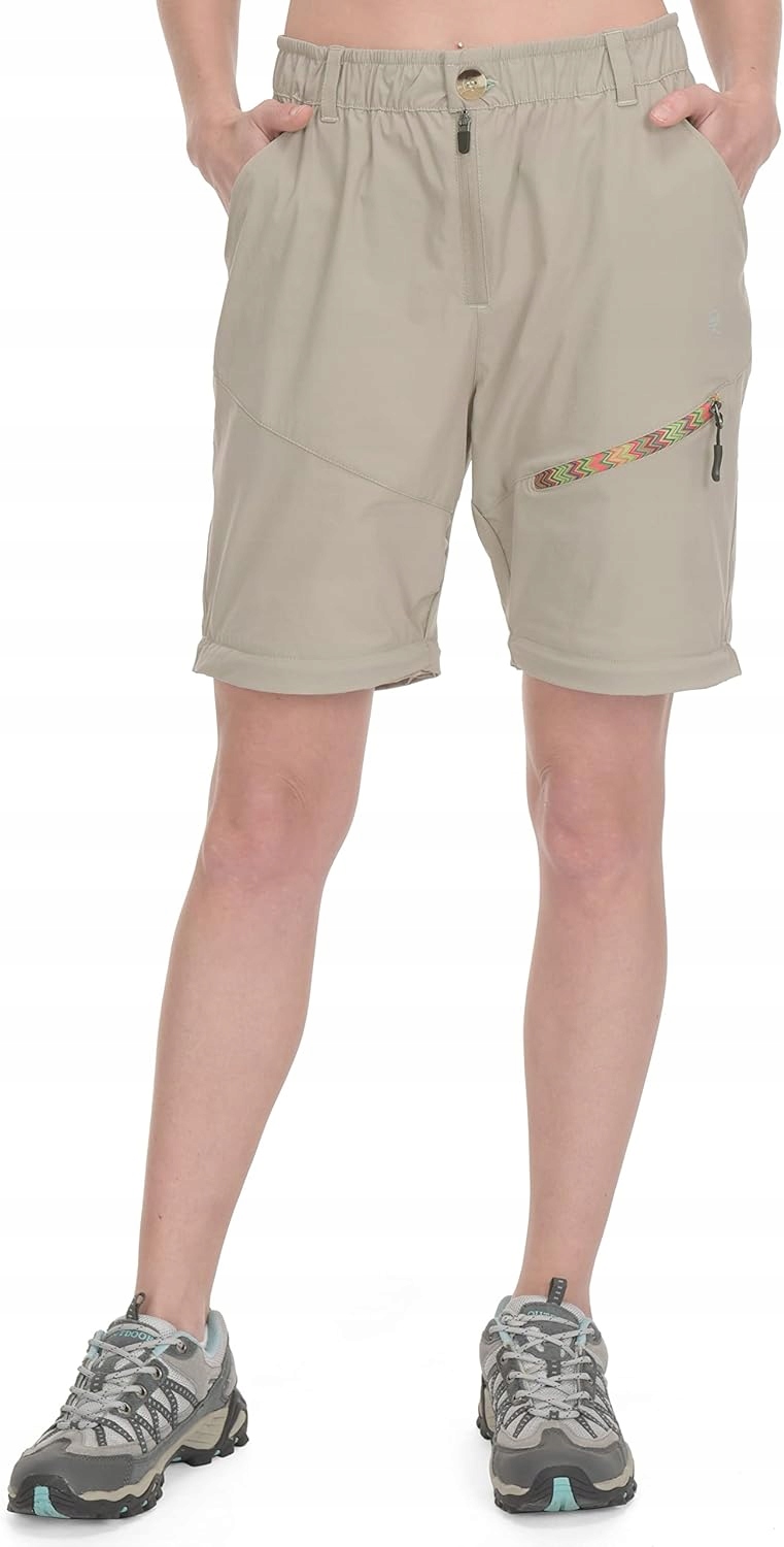 SPODNIE TREKKINGOWE DAMSKIE TURYSTYCZNE 2CZĘSCIOWE BEŻOWE r.S Rozmiar S