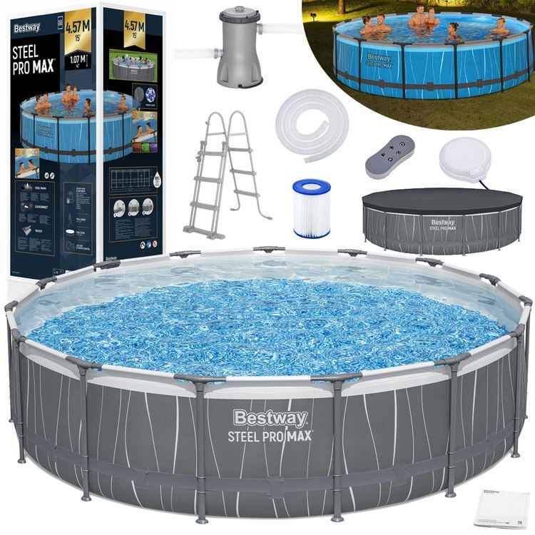 Bestway Bazén s farebným Led podsvietením 457x107 cm 7v1 561GD