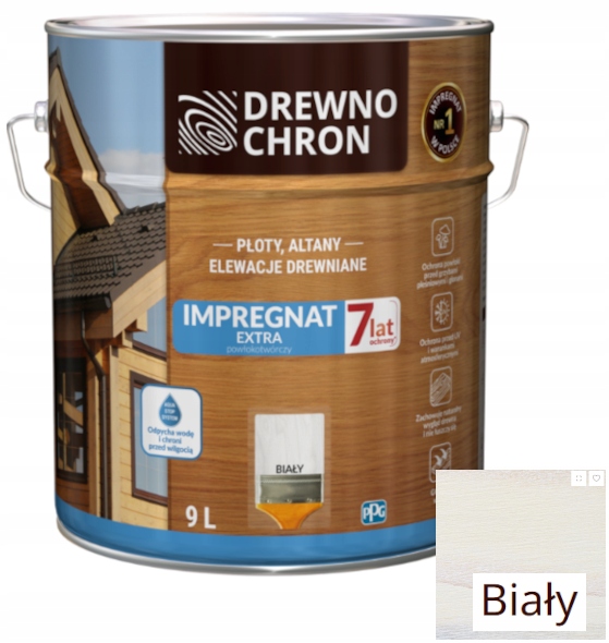 Drewnochron Impregnat Extra Powłokotwórczy drewniane płoty altany Biały 9L