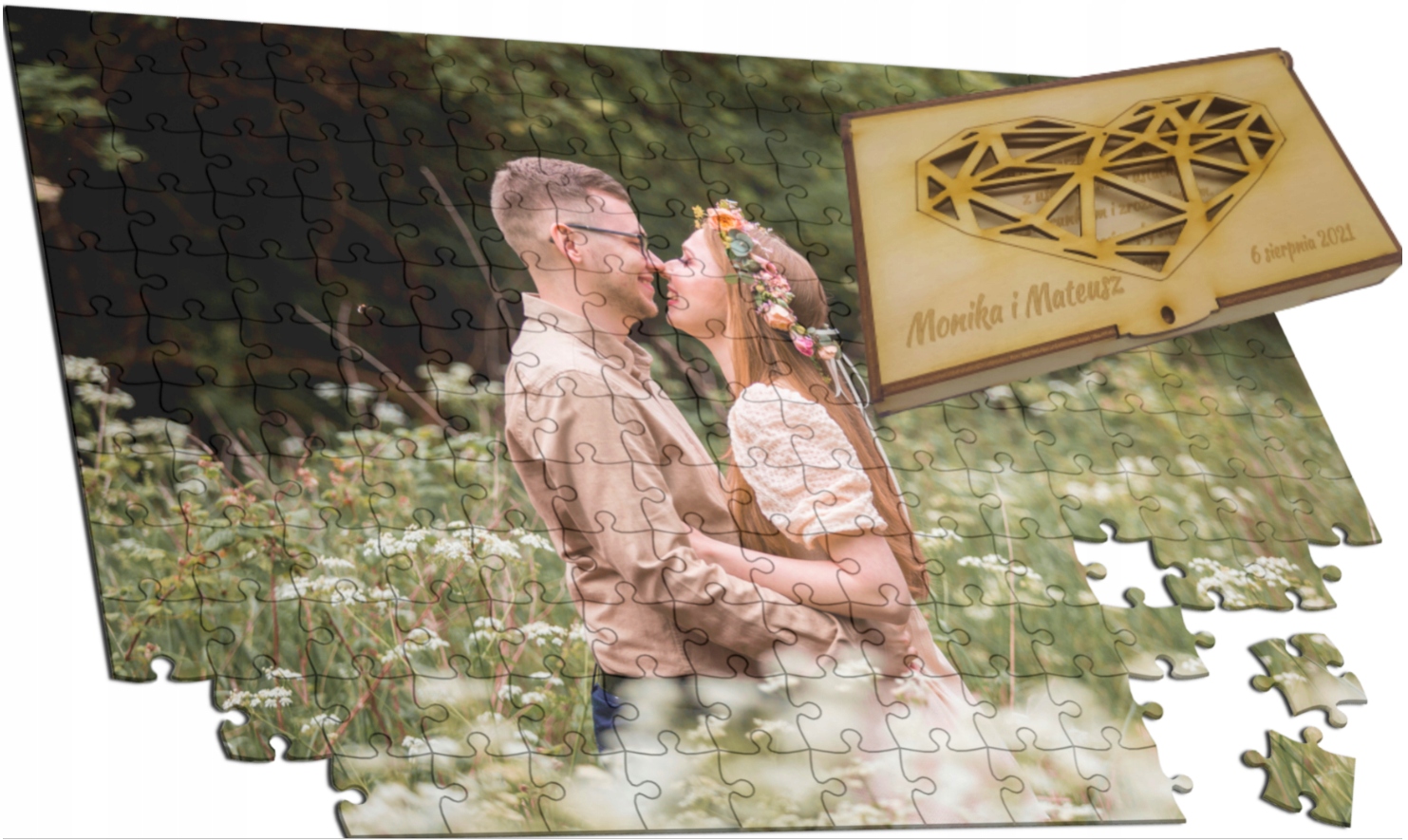 

Pamiątka Ślubu Rocznica Puzzle Ozdobne Pudełko