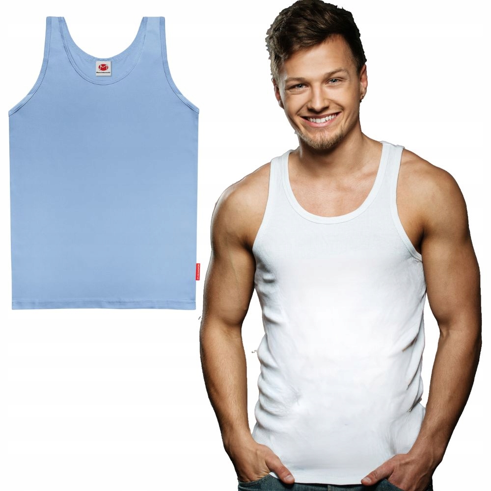 PODKOSZULEK MĘSKI BAWEŁNIANY NIEBIESKI TANK TOP PODKOSZULKA NA RAMIĄCZKA L Marka inna