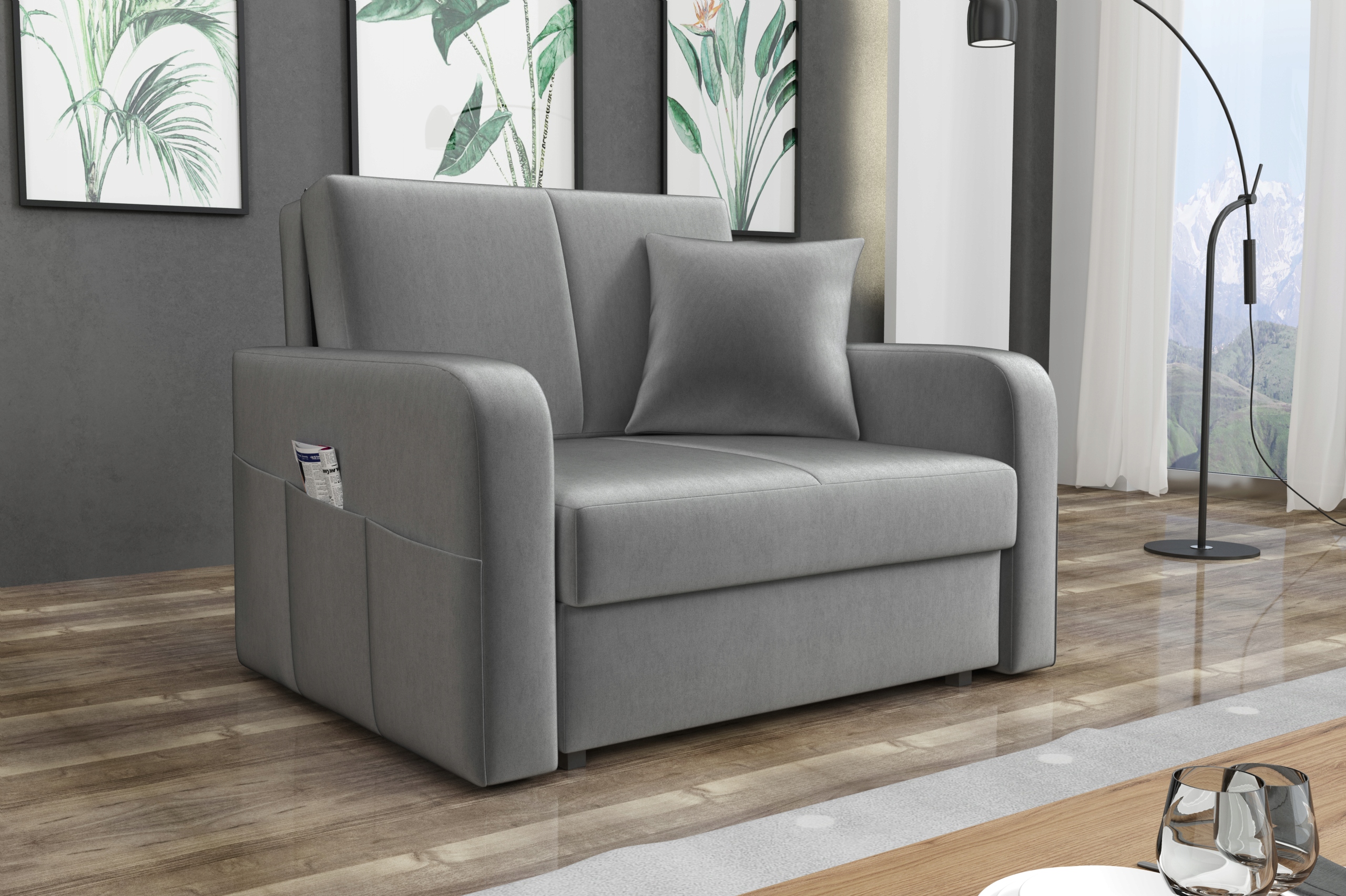 rozkładana mała sofka VIVA I PUFF łóżko fotelik Szerokość produktu 103 cm