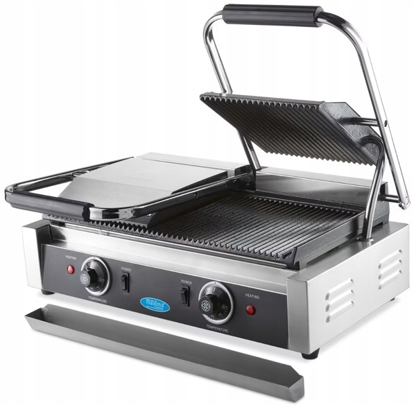 Grill kontaktowy podwójny ryflowany 57 cm 1800W Maxima 9300435