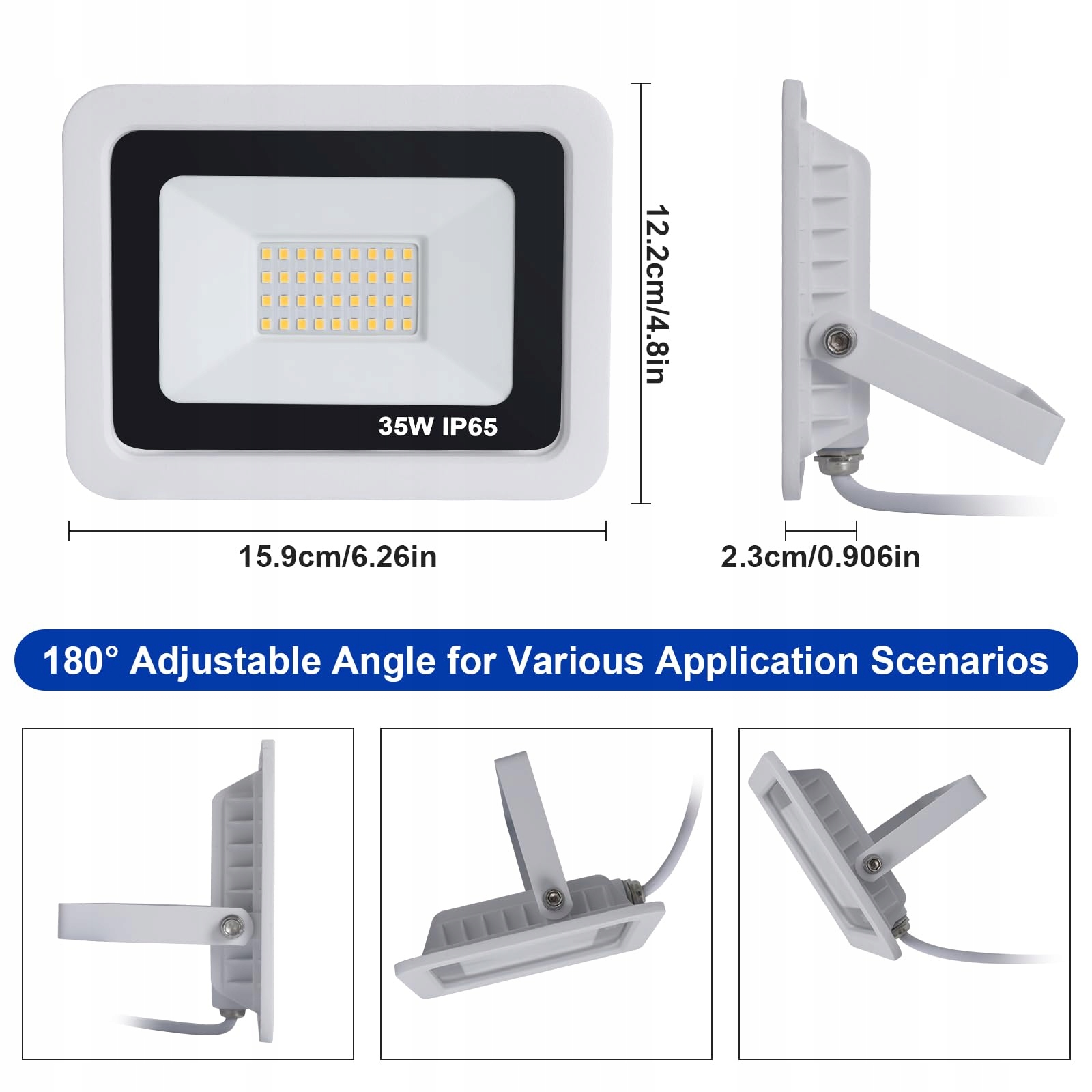 Reflektor LED Zewnętrzny Biały Jasny do Garażu 35W IP65 Mille Lucciole — miniatura 4