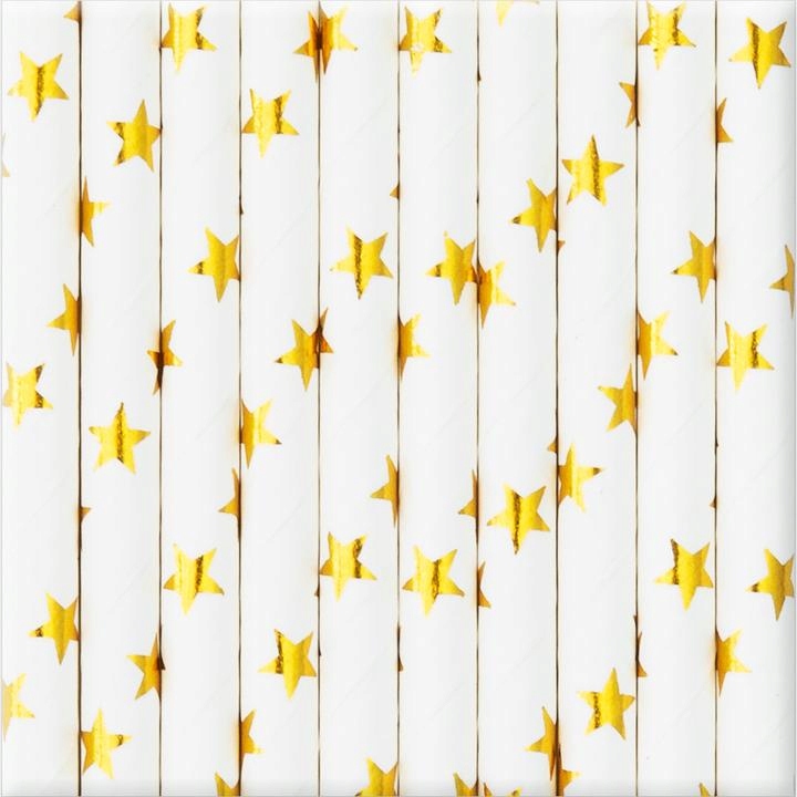 

Słomki papierowe gwiazdki złote 10szt