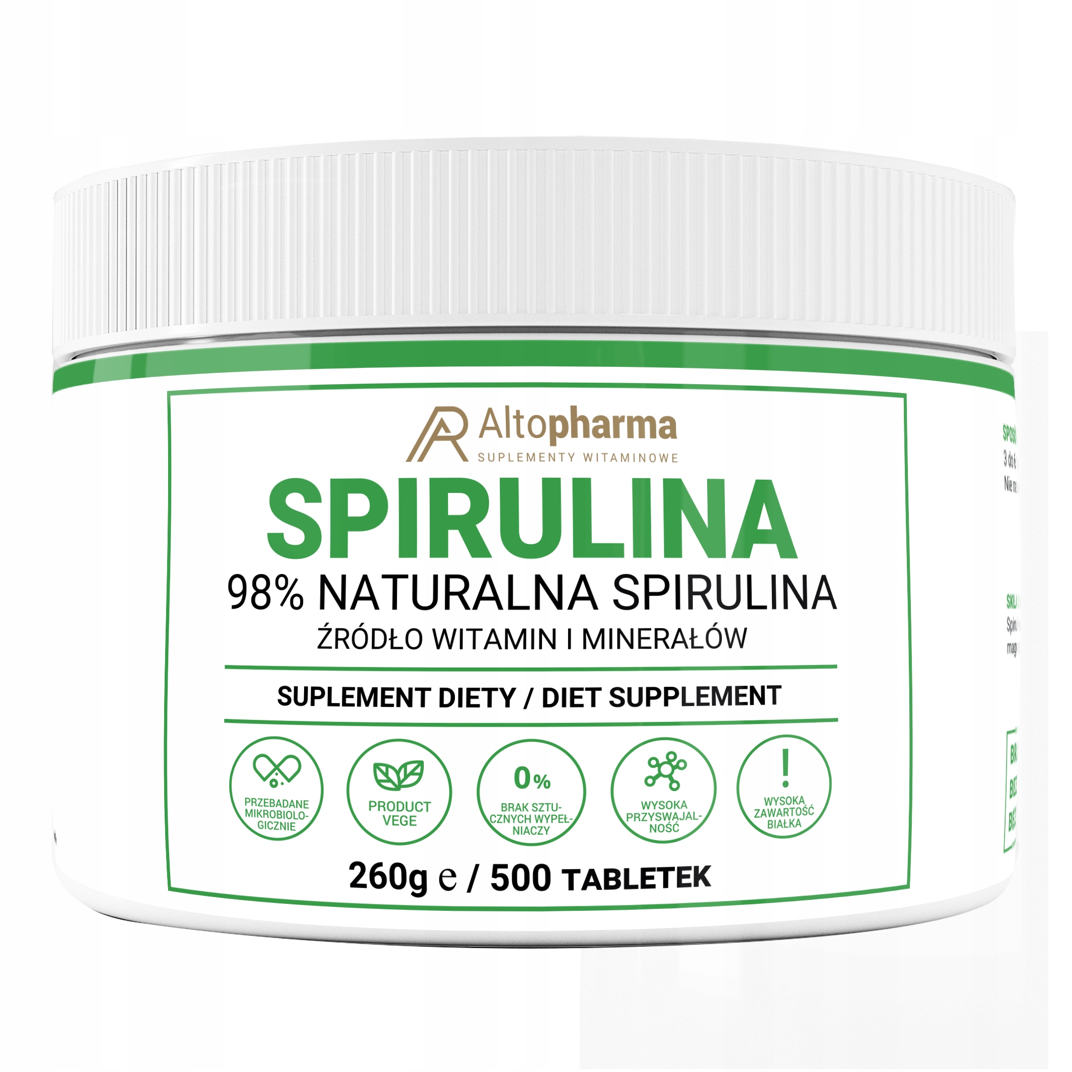 Spirulina tabletki 500 szt. Odporność Produkt Vege