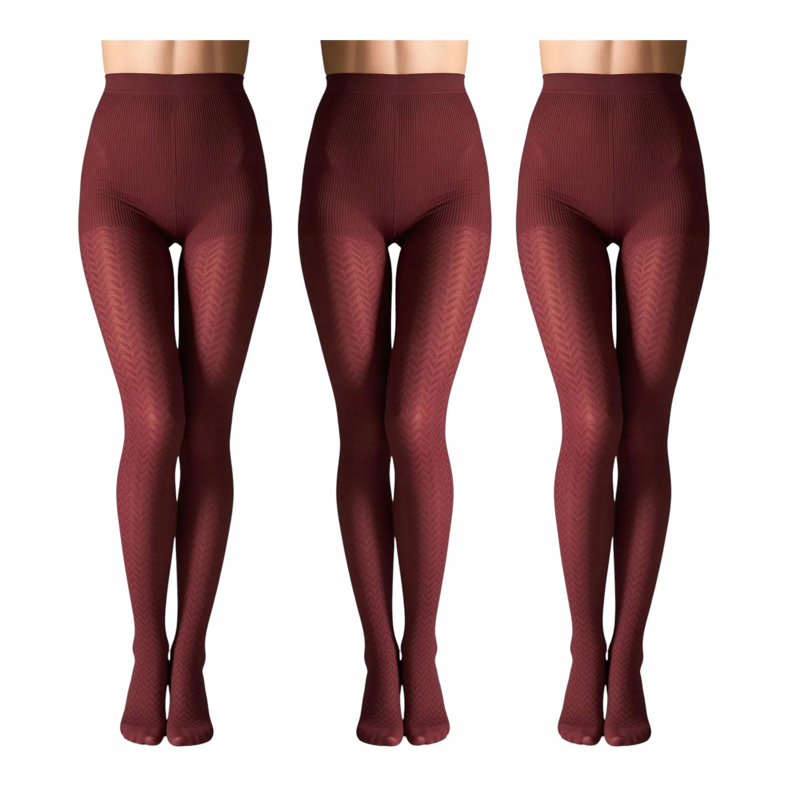 Punčocháče s kašmírem a viskózou 120 den vínové Cashmere 3 páry 2-S