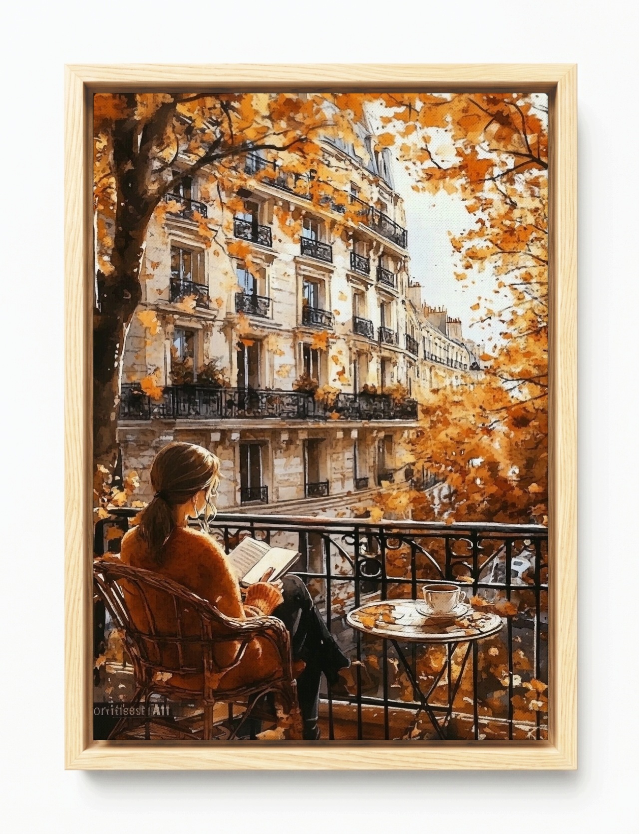 Obraz Rám Americký Box Podzim Paříž Město Balkon Terasa Káva Relax 40x60