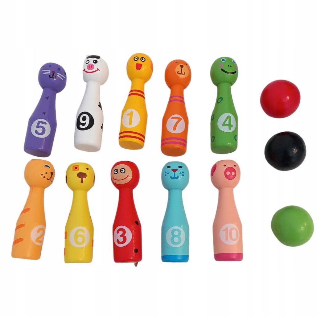 Zestaw Kręgle dla dzieci Drewniane Zwierzątka Marka inna