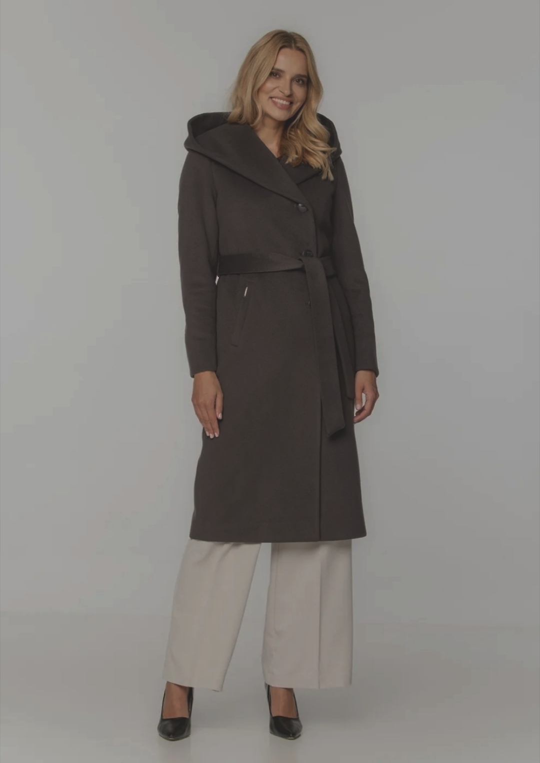 Passero dámský kabát na podzim a zimu klasický s kapucí Aga espresso vel. 40