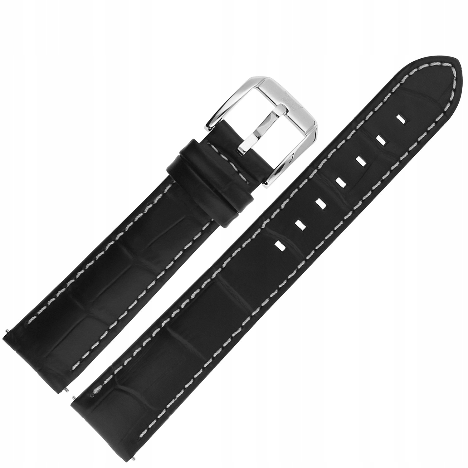 Pásek Airacobra Gmt Kůže (V.1.37.0) 19 mm Černý croco s bílou lesklou barvou