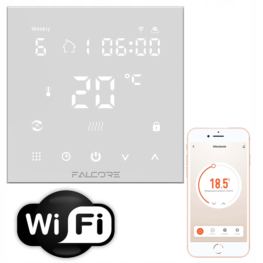 Termostatový izbový regulátor, ovládač Falcore PT-501B WiFi