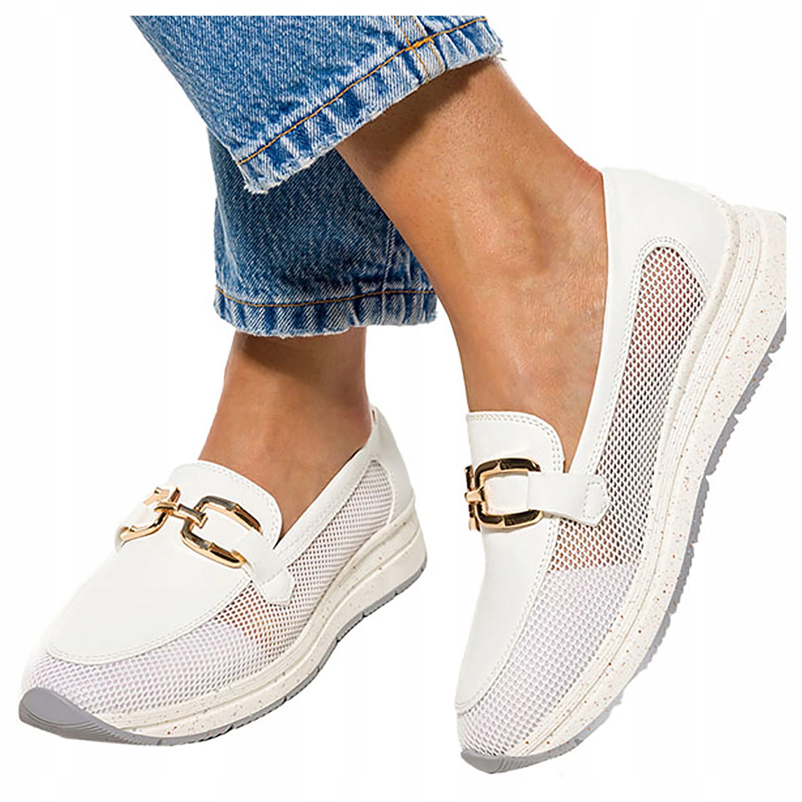 Dámské Mokasíny Nazouvací Polobotky Na Platformě Ažurové Módní Ozdoba vel 37