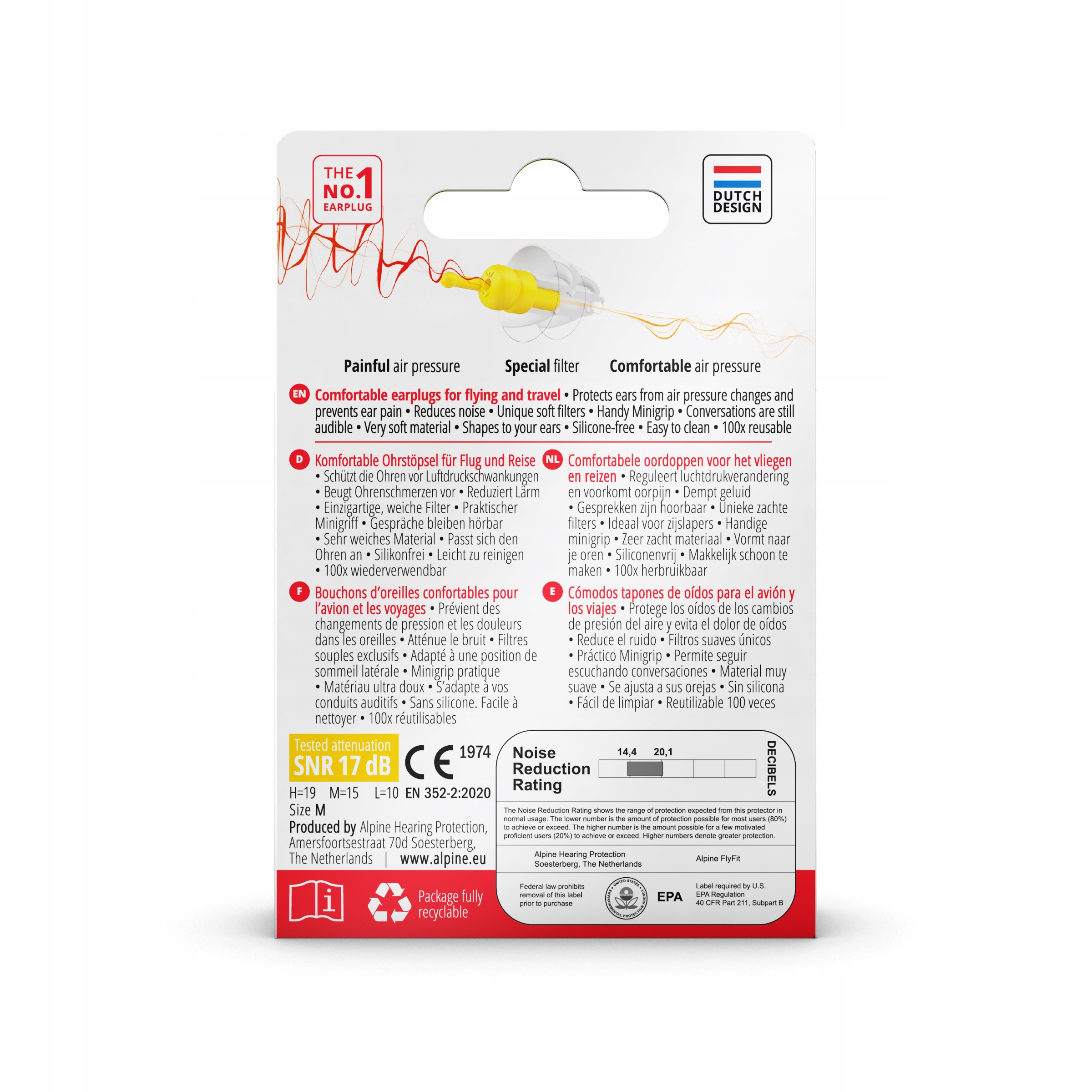 Zatyczki do uszu przeciw hałasowi, do samolotu, w podróż Alpine FlyFit Kod producenta FlyFit