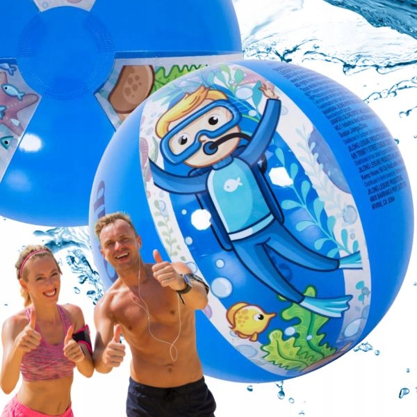 DMUCHANA PIŁKA PLAŻOWA DUŻA KOLOROWA DO WODY NA BASEN PLAŻE NUREK 40CM Obwód 80 cm